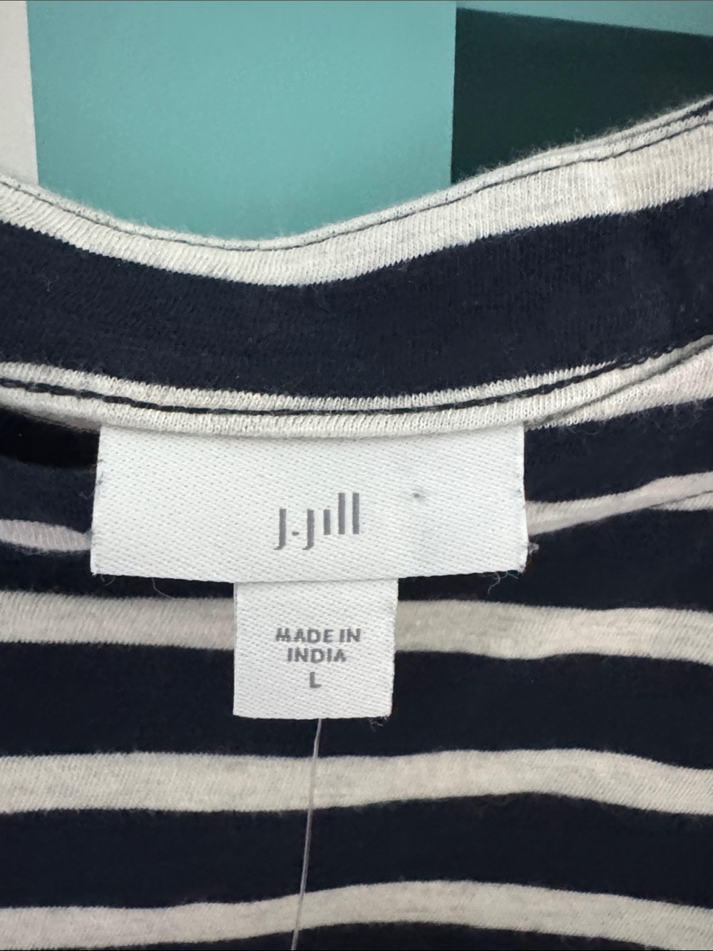 J. Jill Navy and White Striped Knit Top Large NWT - Picture 2 of 6